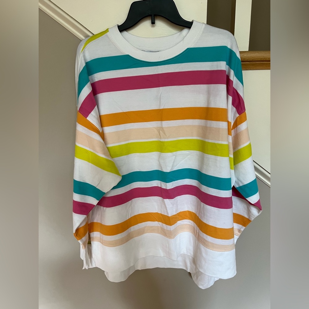 Crown & Ivy size XL multicolored striped sweatshirt
